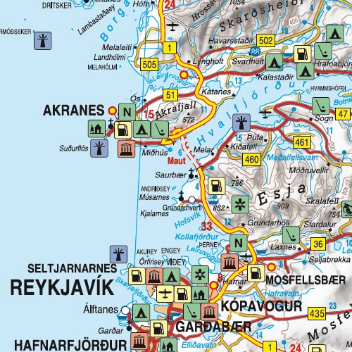 Iceland Road Map (Country Road & Touring) (Italian, German, English and French Edition)