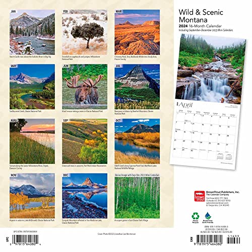 Montana Wild & Scenic | 2024 12 x 24 Inch Monthly Square Wall Calendar | BrownTrout | USA United States of America Rocky Mountains State Nature
