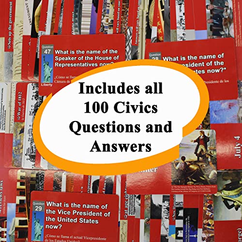 Civics and English flashcards to Study for The US citizenship Test with All 100 USCIS Illustrated Questions and Answers for American Civics and English Proficiency Exams