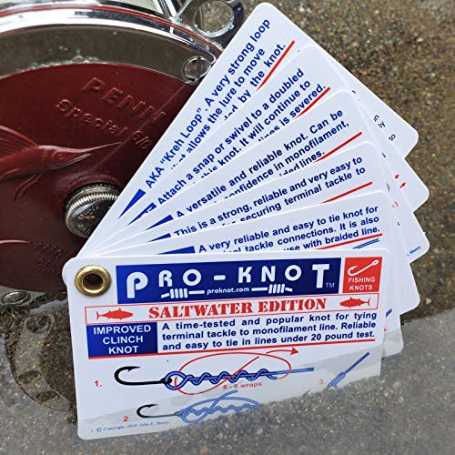Pro-Knot Saltwater Fishing Knots - Waterproof Plastic Knot Cards | Easy To Follow 12 Best Big Game Fishing Knots