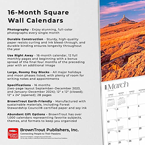 Montana Wild & Scenic | 2024 12 x 24 Inch Monthly Square Wall Calendar | BrownTrout | USA United States of America Rocky Mountains State Nature